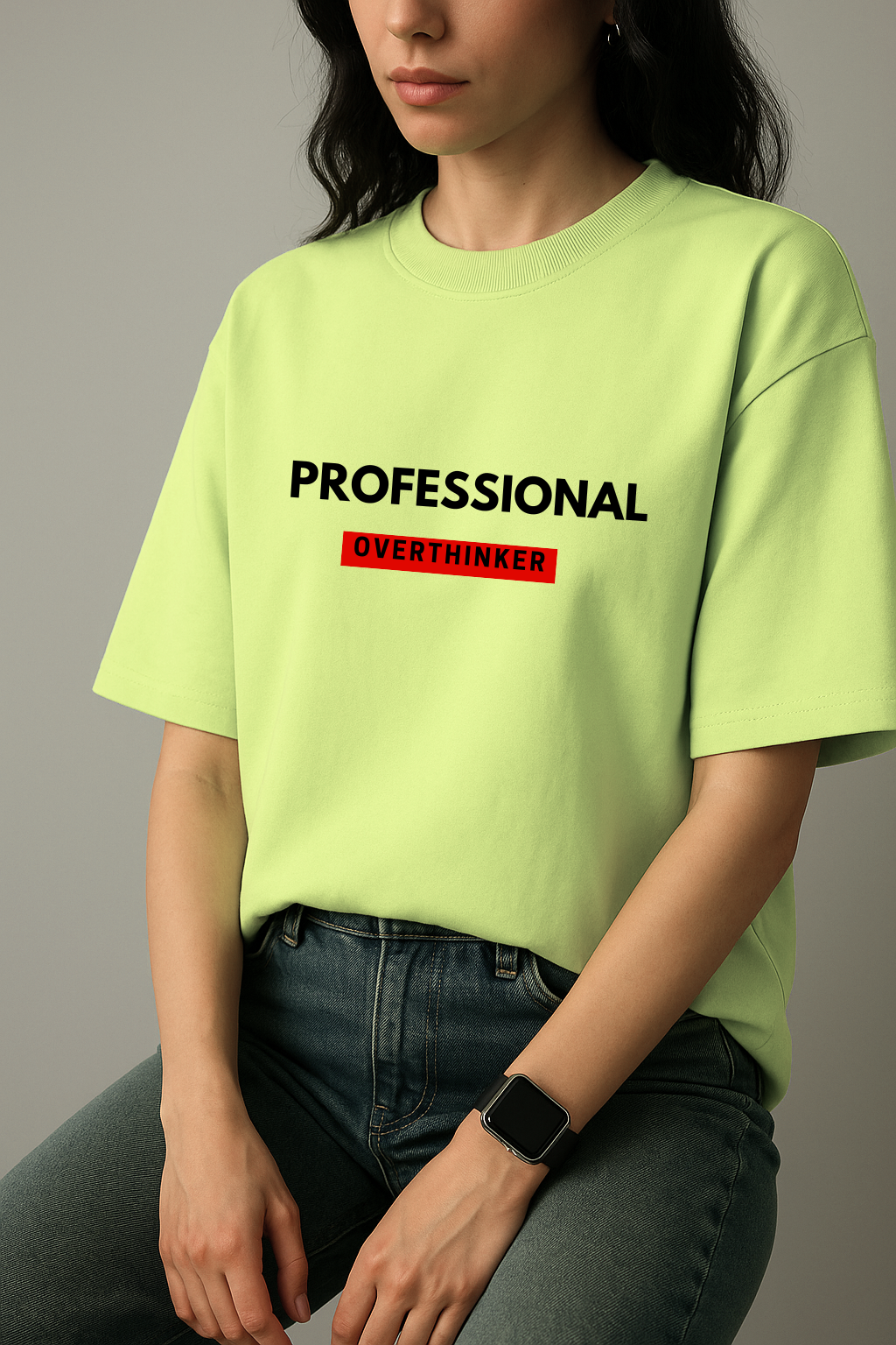Professional Overthinker Unisex Oversized T-Shirt - Neon Vibe Edition