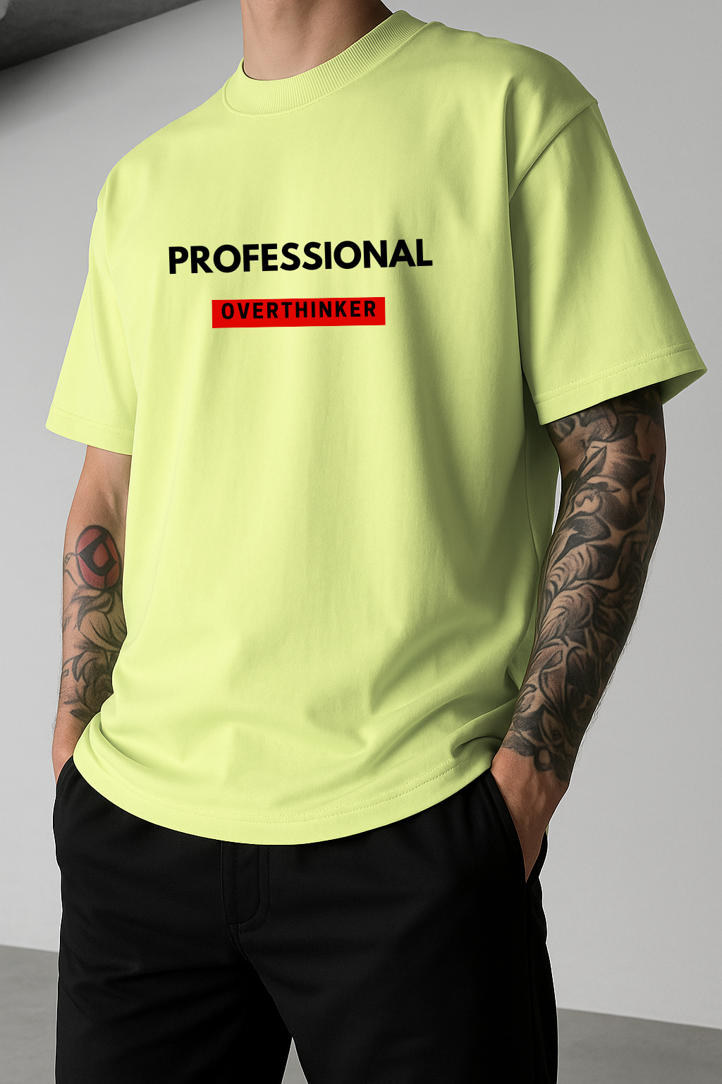 Professional Overthinker Unisex Oversized T-Shirt - Neon Vibe Edition