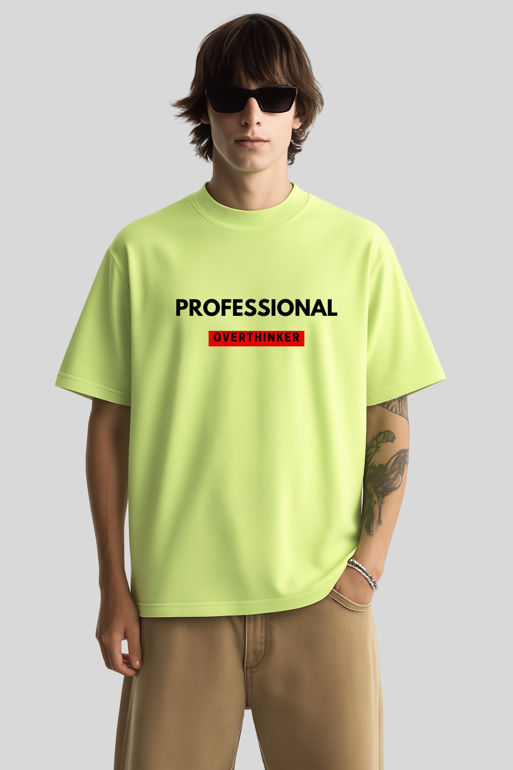 Professional Overthinker Unisex Oversized T-Shirt - Neon Vibe Edition