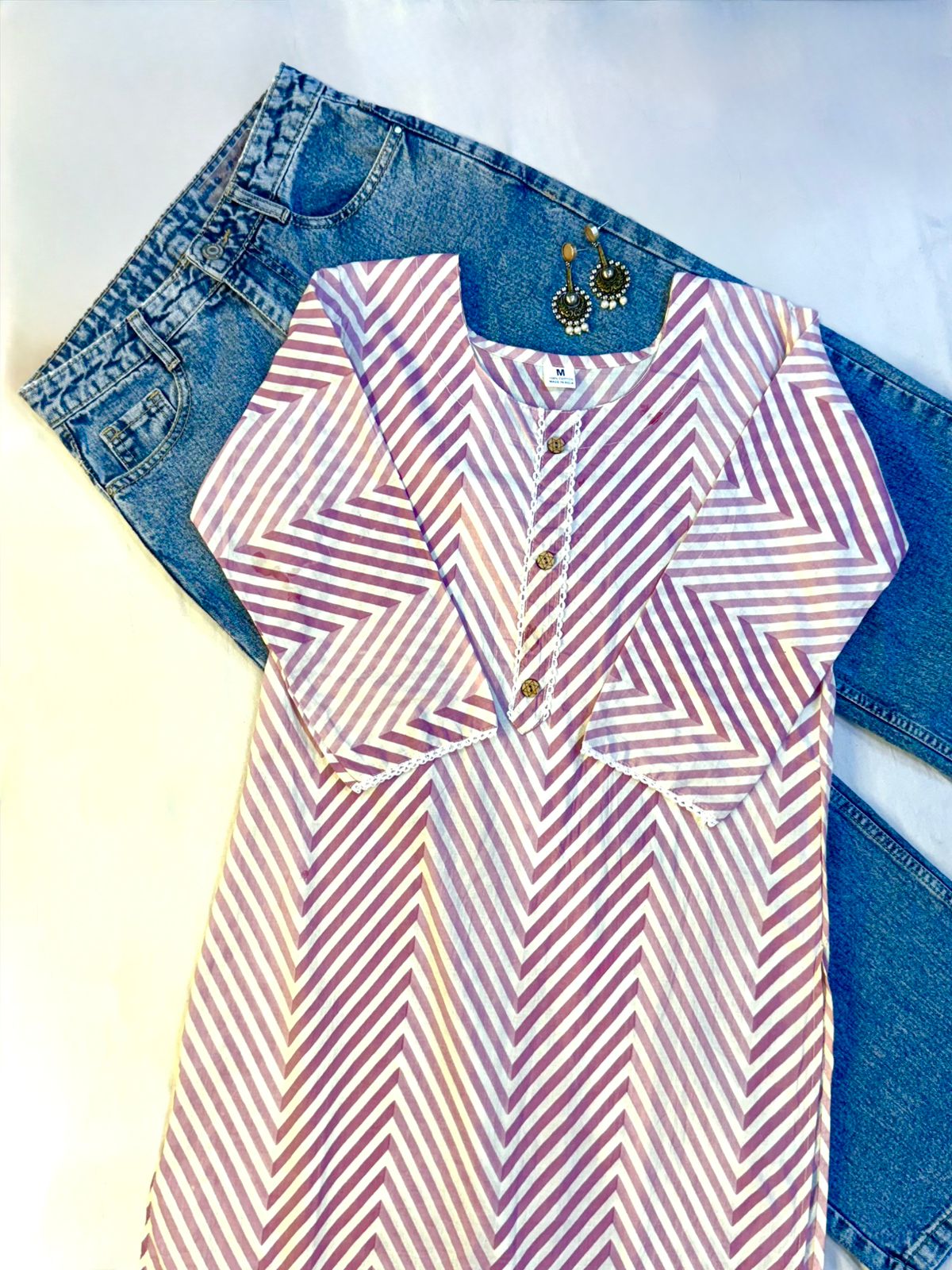 Pink Wave Laheriya Kurti