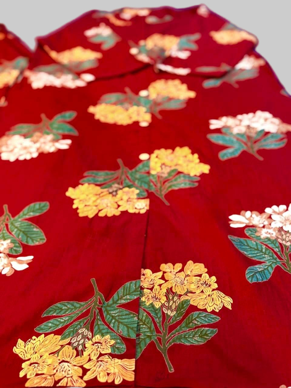 Crimson Blossom Cotton Co-ord Set