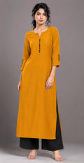 Mustard Yellow Long Single Straight Kurti