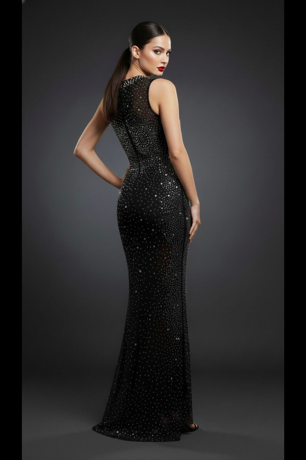 Black Diamond Sheer Bodycon Gown