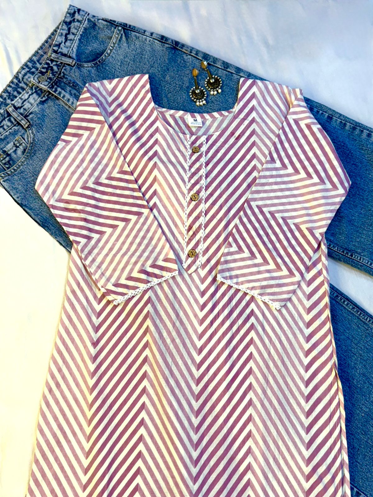 Pink Wave Laheriya Kurti