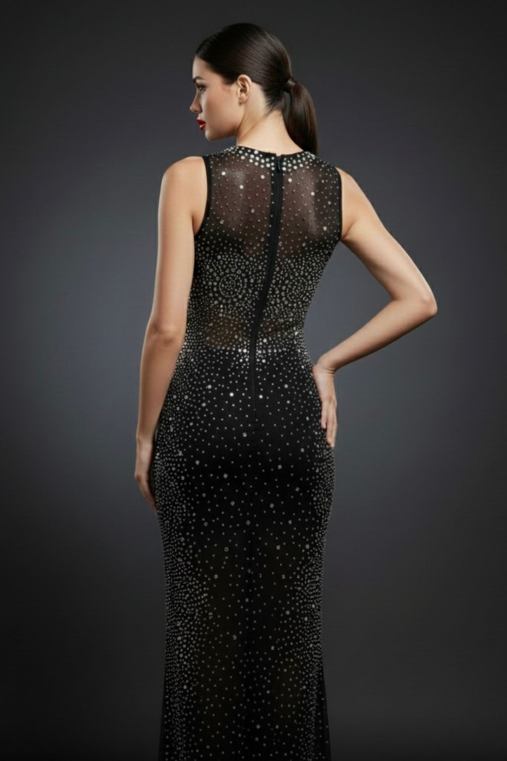 Black Diamond Sheer Bodycon Gown