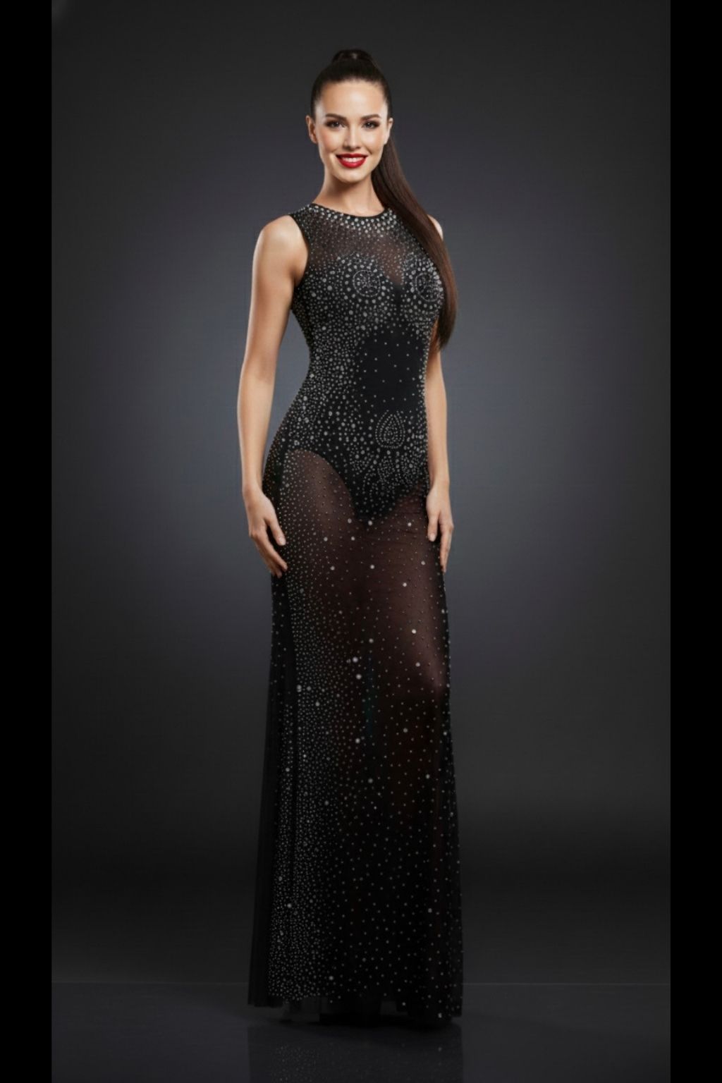 Black Diamond Sheer Bodycon Gown