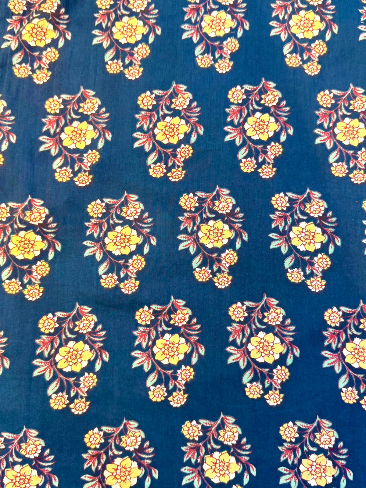 Blue Floral Printed Single Cotton Kurti
