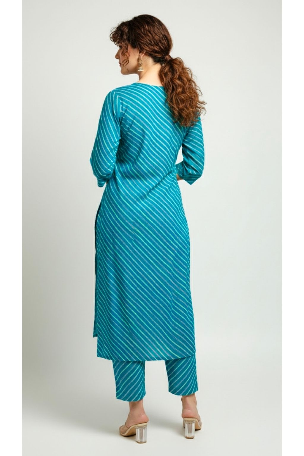 Teal & Lime 3-Piece Cotton Suit