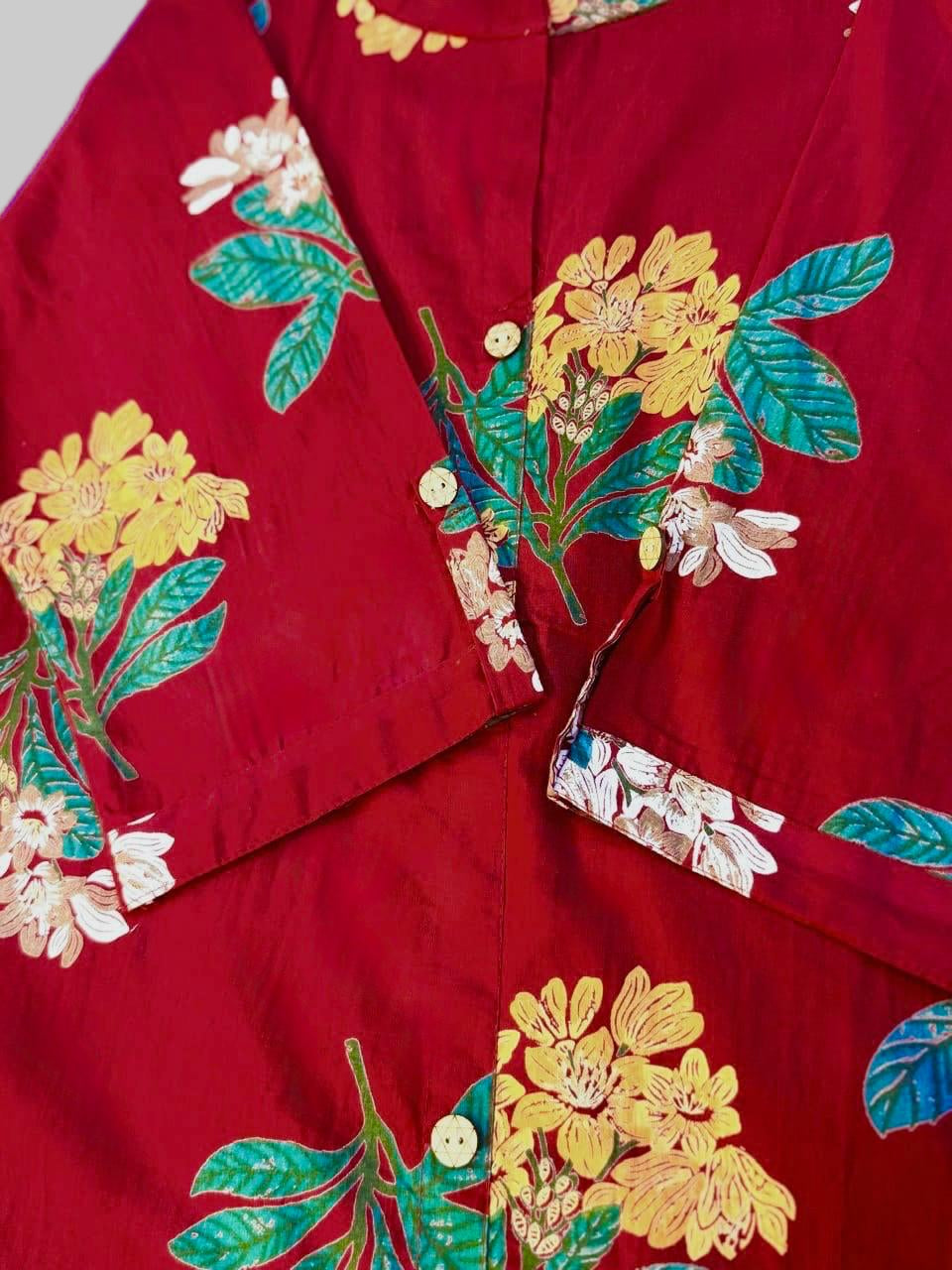 Crimson Blossom Cotton Co-ord Set