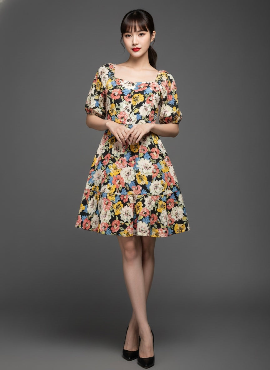 Floral Puff Sleeve Dress