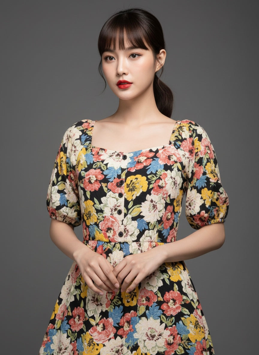 Floral Puff Sleeve Dress