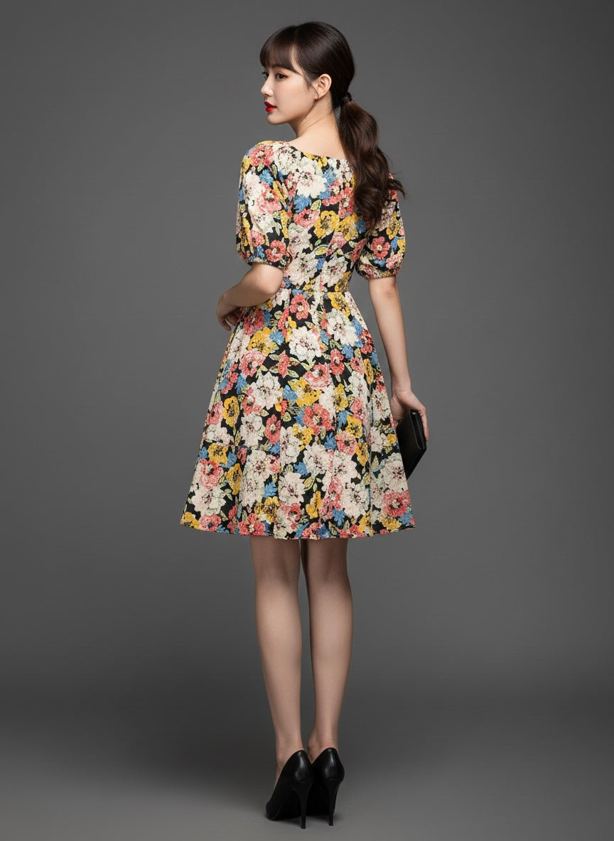 Floral Puff Sleeve Dress