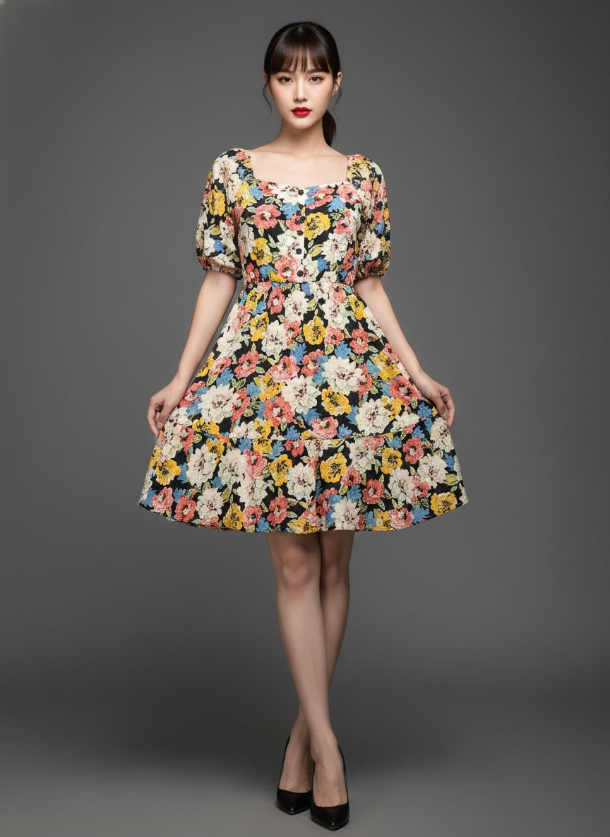 Floral Puff Sleeve Dress