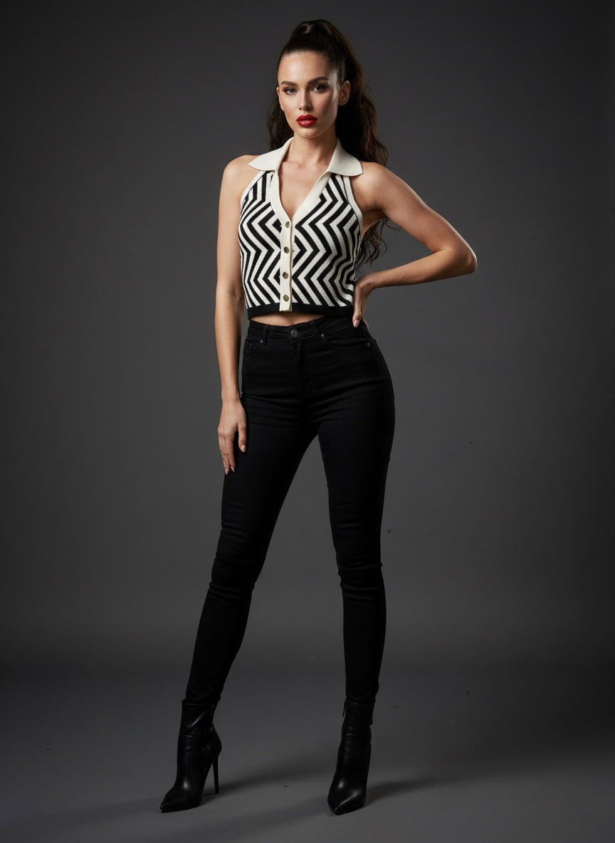 Halter Neck Knit Top