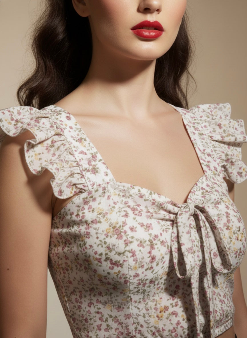 Floral Ruffle Crop Top