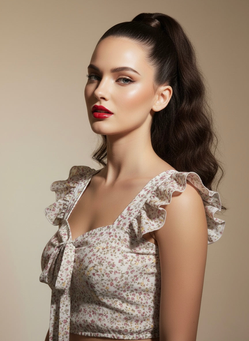 Floral Ruffle Crop Top