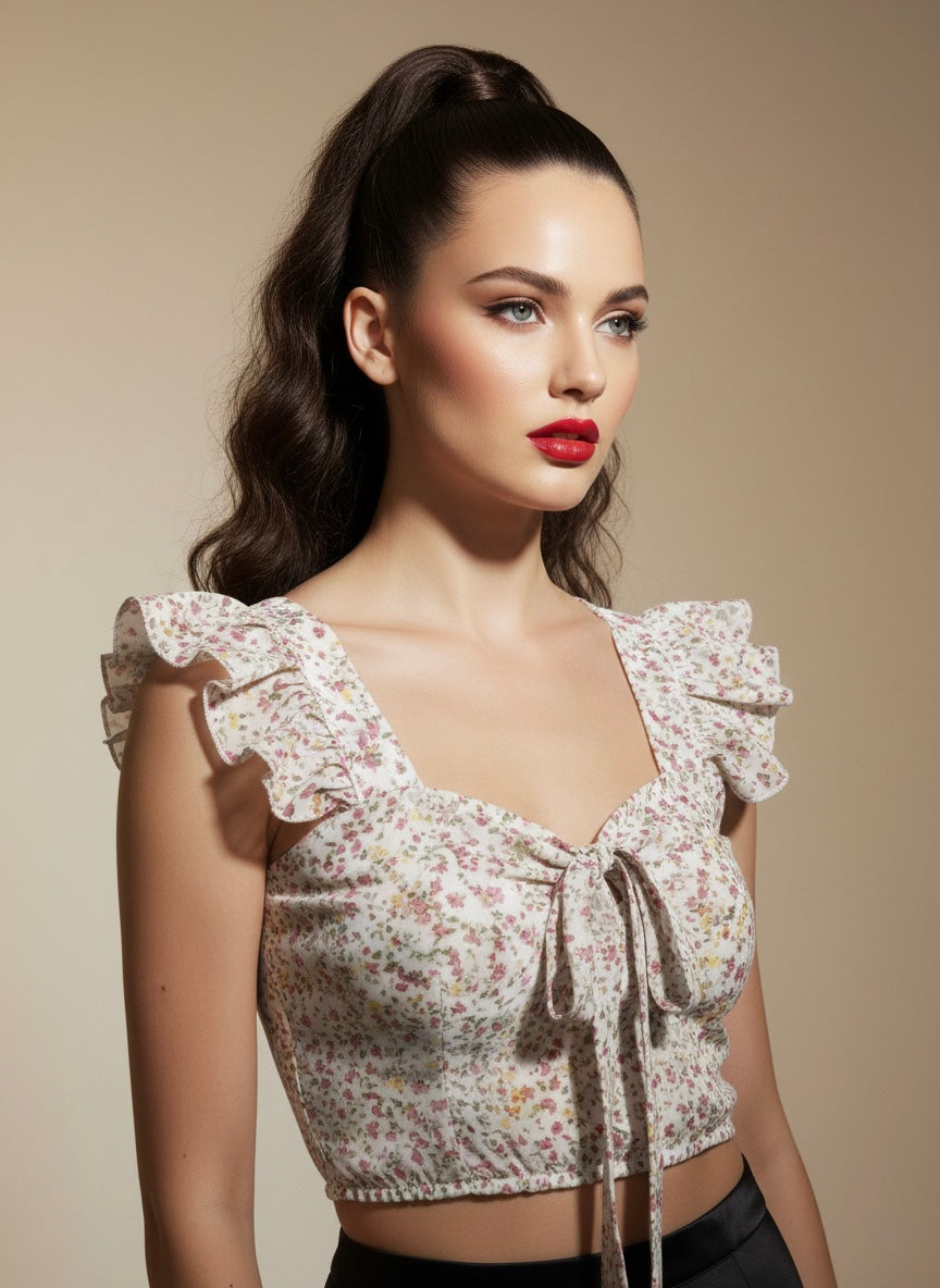 Floral Ruffle Crop Top