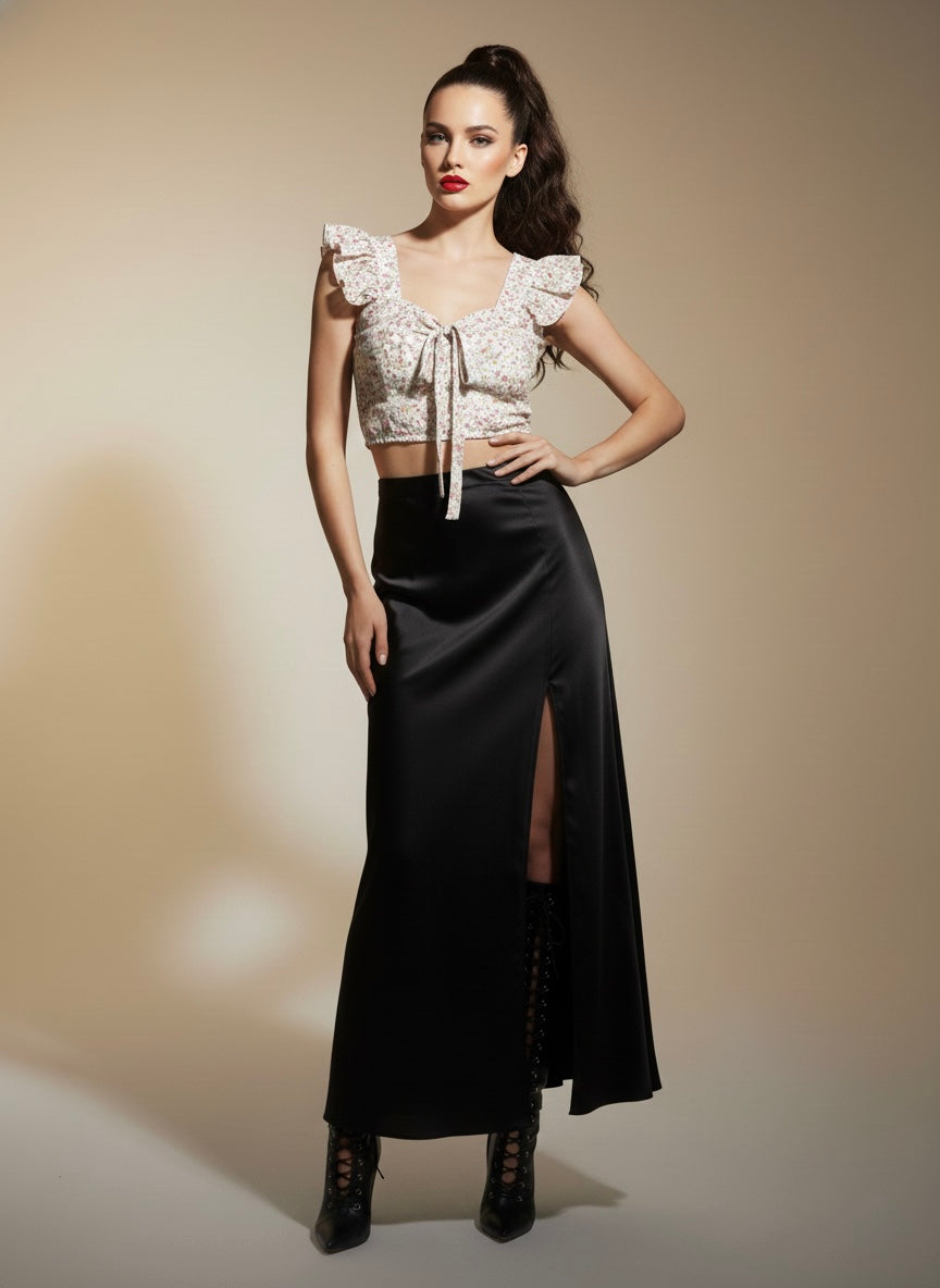 Floral Ruffle Crop Top