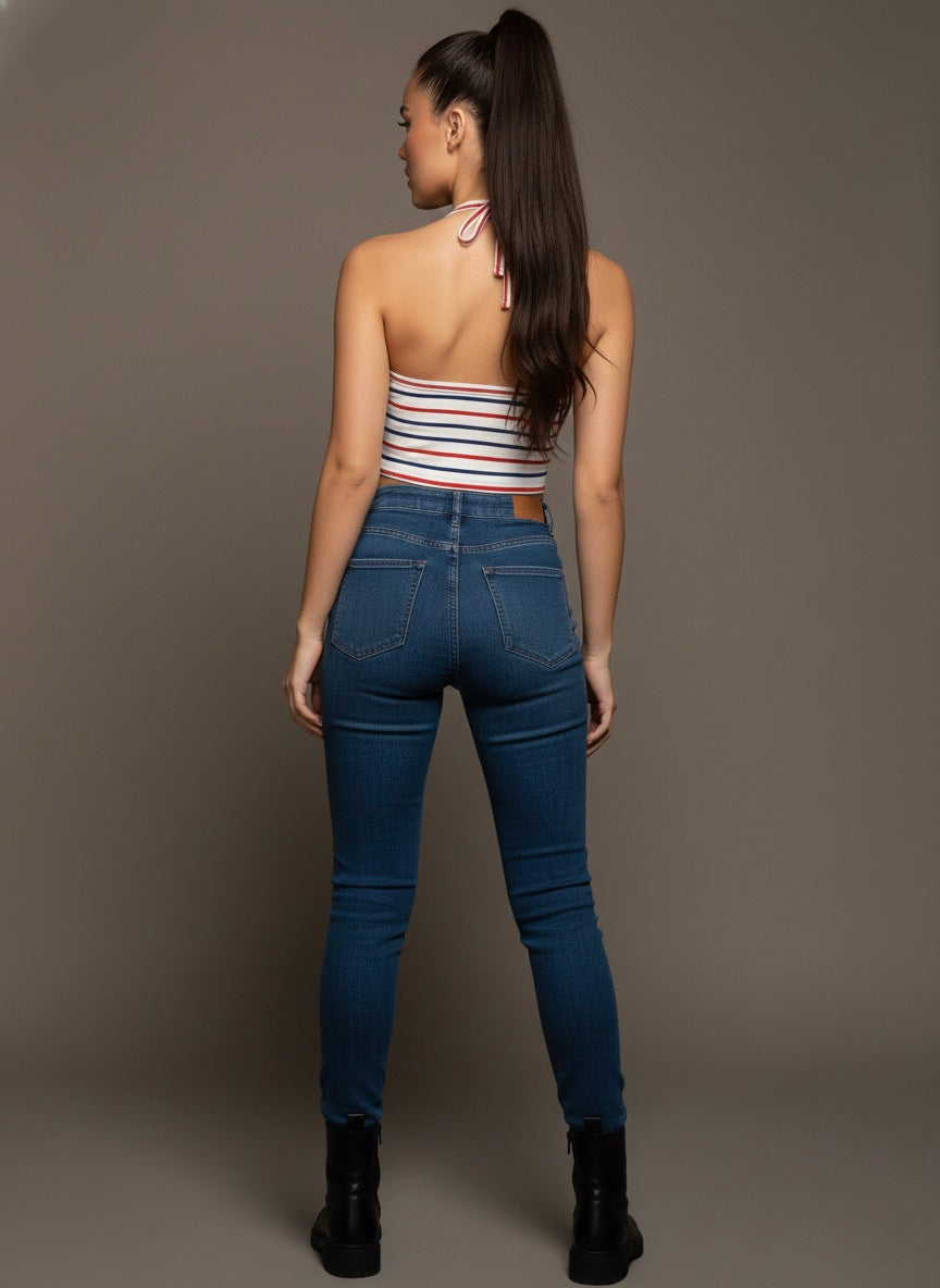 Striped Halter Crop Top