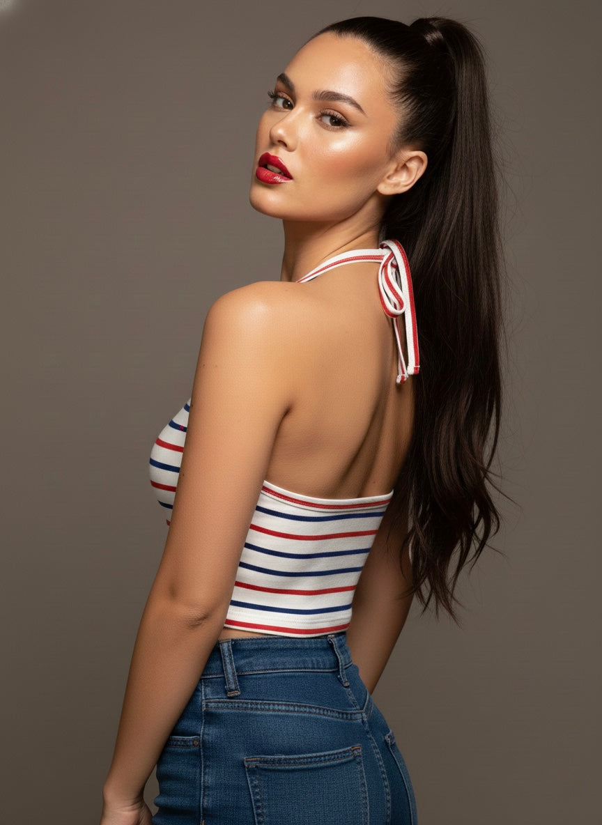 Striped Halter Crop Top