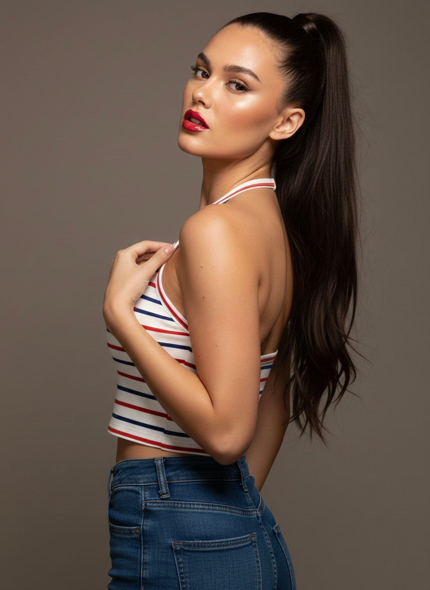 Striped Halter Crop Top