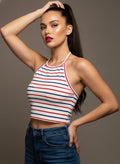 Striped Halter Crop Top