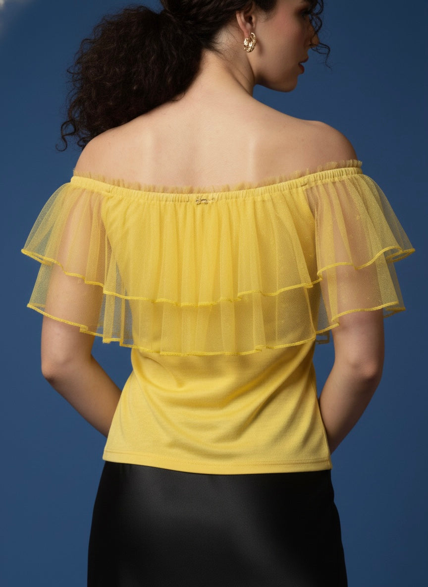 Yellow Off-Shoulder Ruffle Top