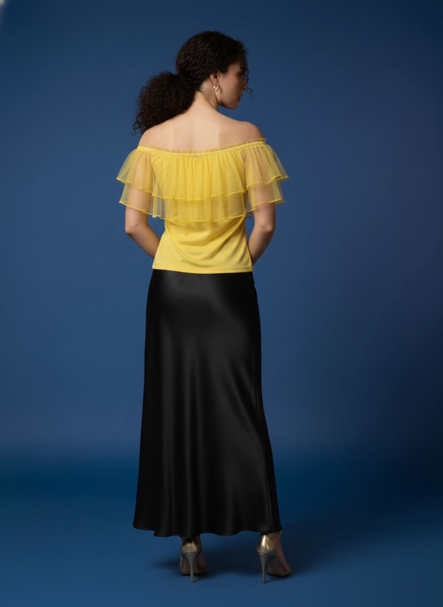 Yellow Off-Shoulder Ruffle Top