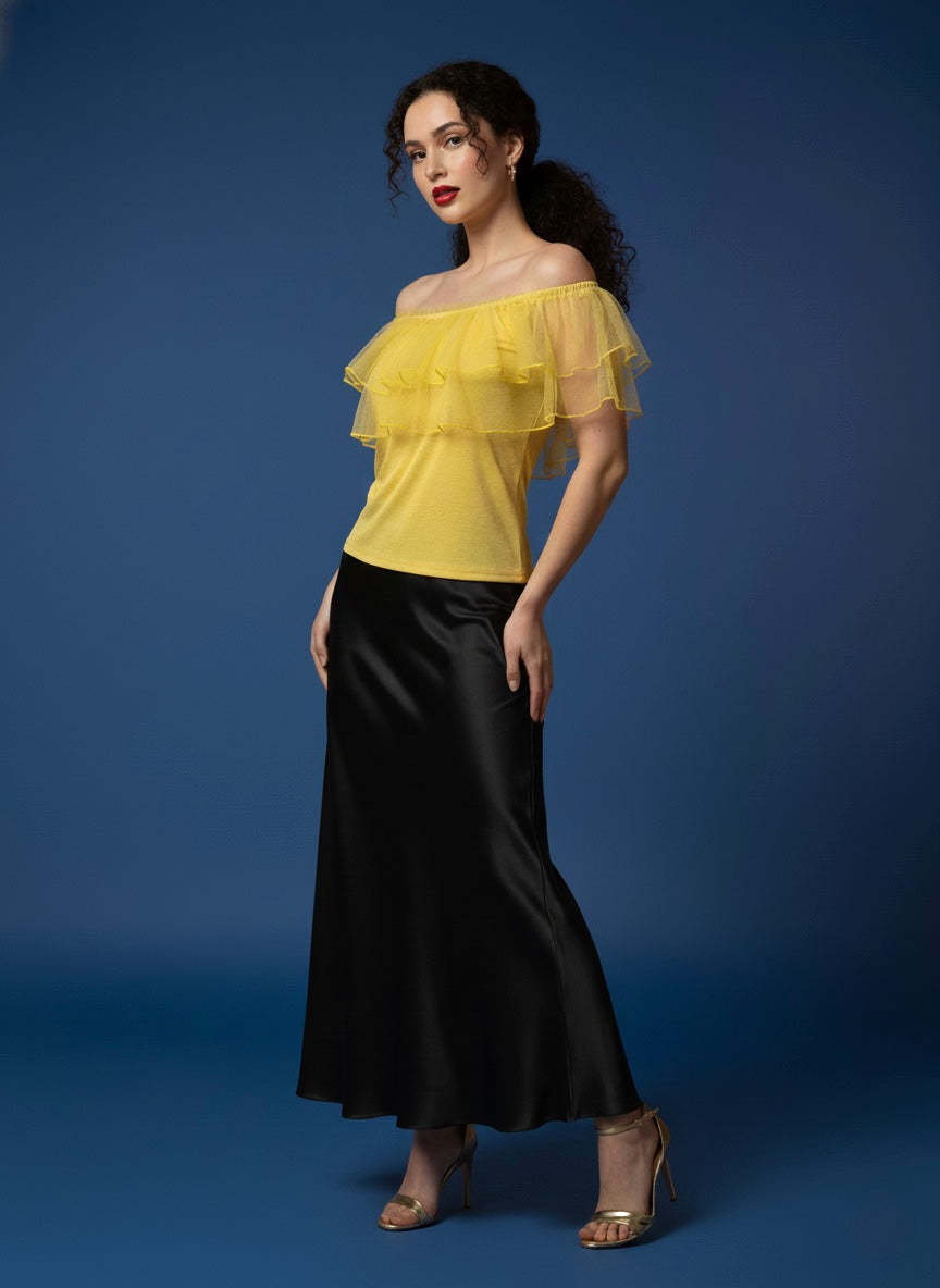 Yellow Off-Shoulder Ruffle Top