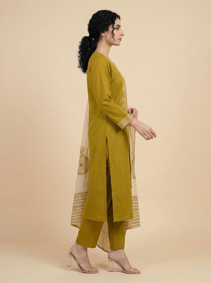 Mustard Yellow Heritage Embroidered Suit Set