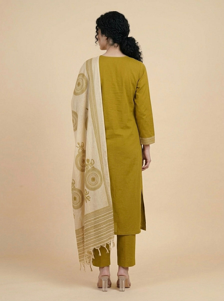 Mustard Yellow Heritage Embroidered Suit Set