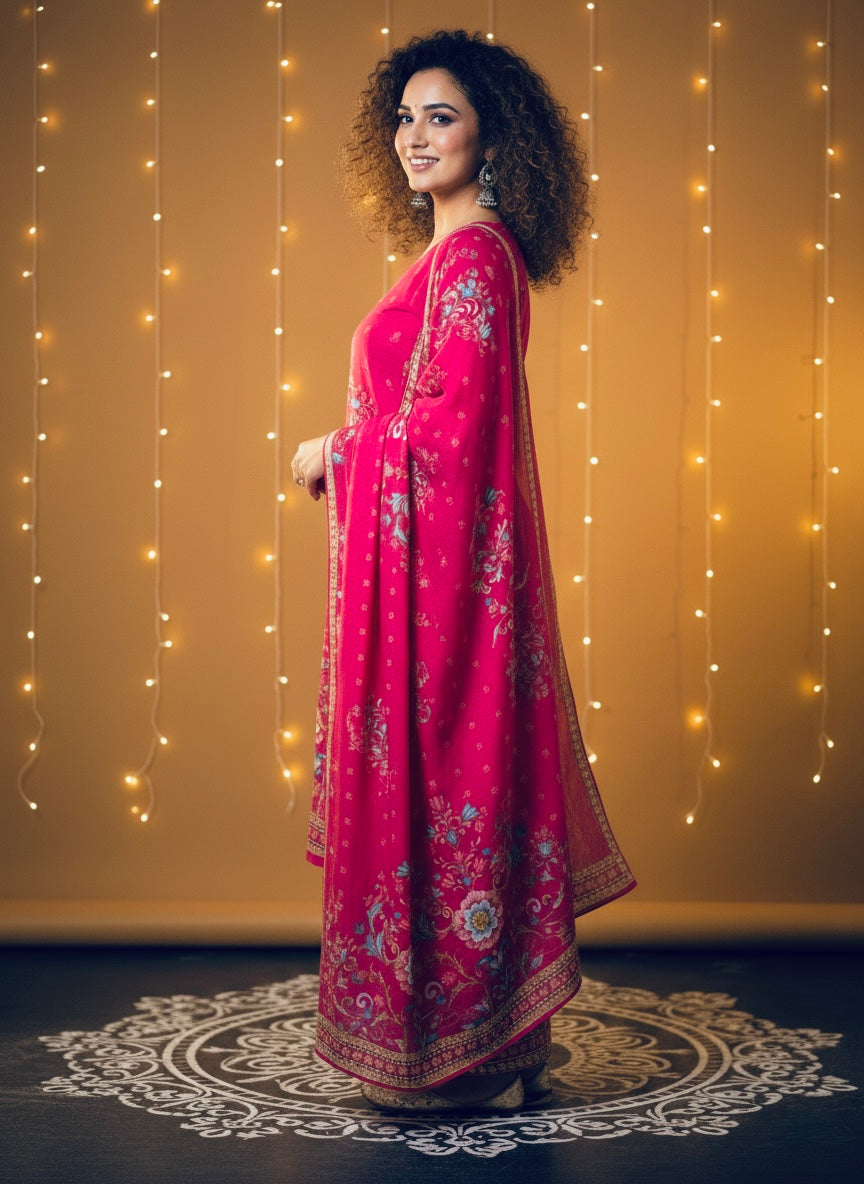 Vibrant Pink Crepe Silk Sharara with Dupatta