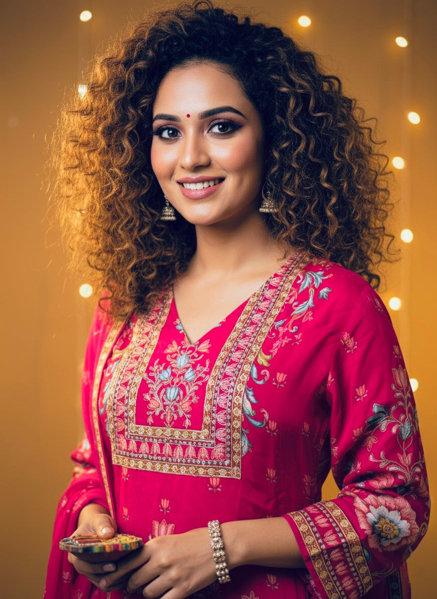 Vibrant Pink Crepe Silk Sharara with Dupatta