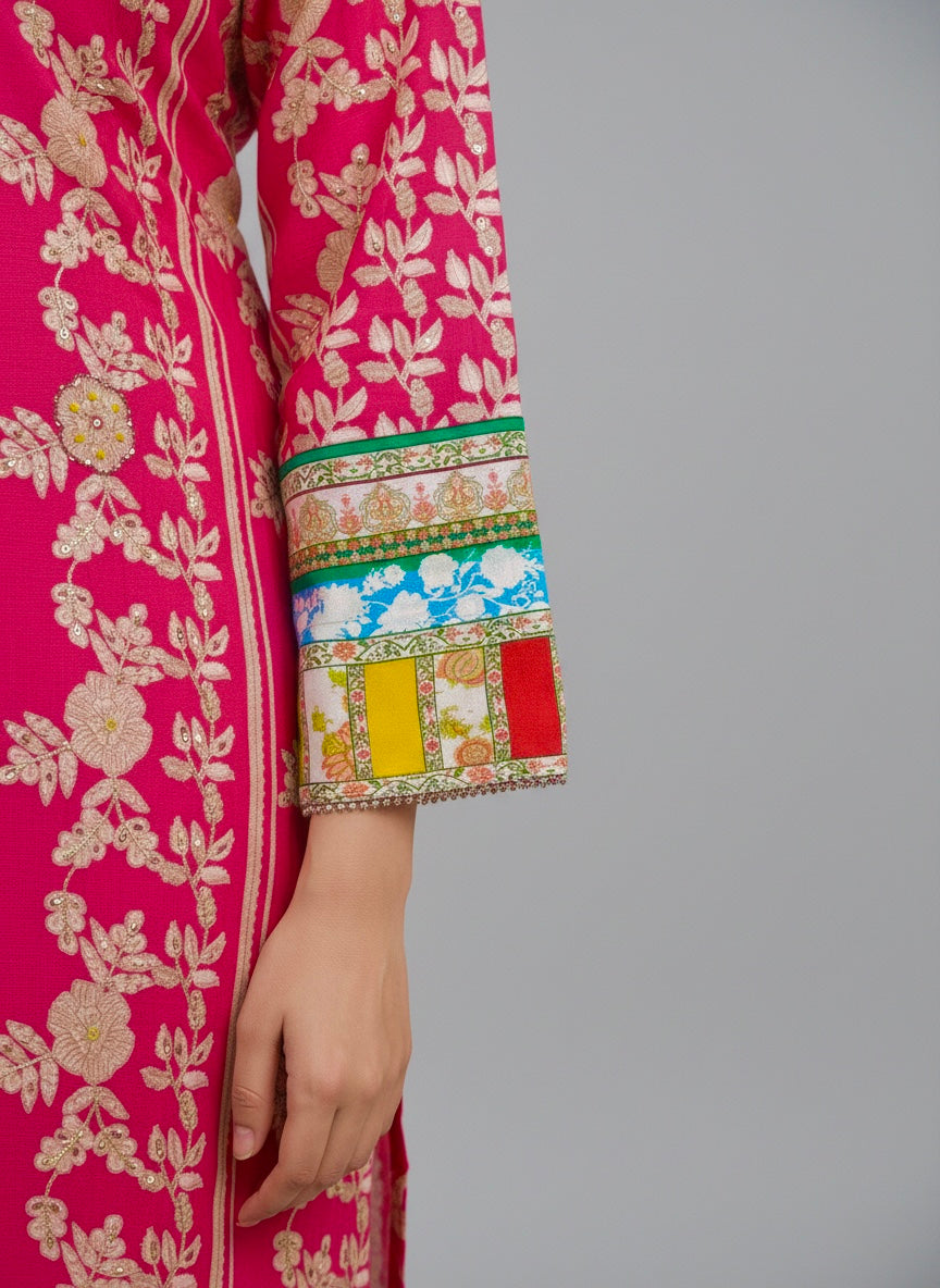 Vibrant Bloom Designer Crepe Suit