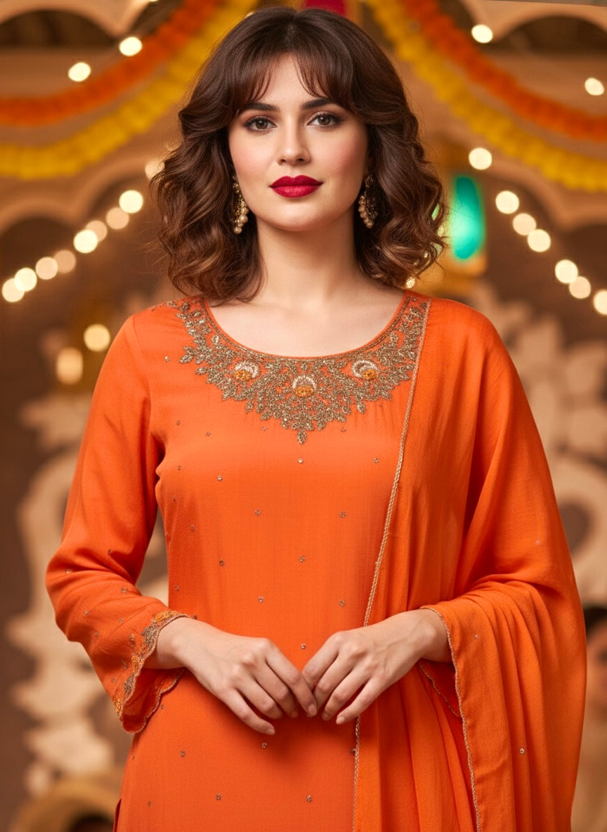 Tangerine Spark Handcrafted Suit