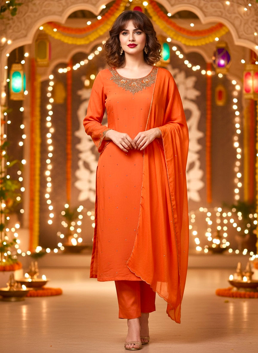 Tangerine Spark Handcrafted Suit