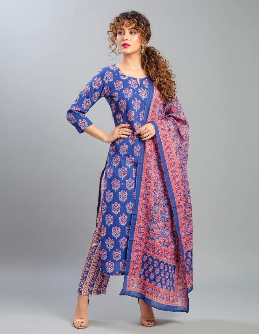 Floral Grace Cotton Suit