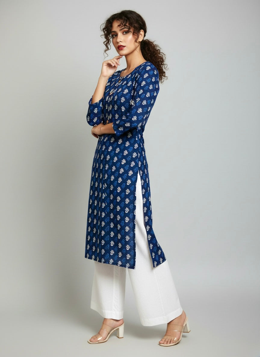 Navy Grace Long Kurti