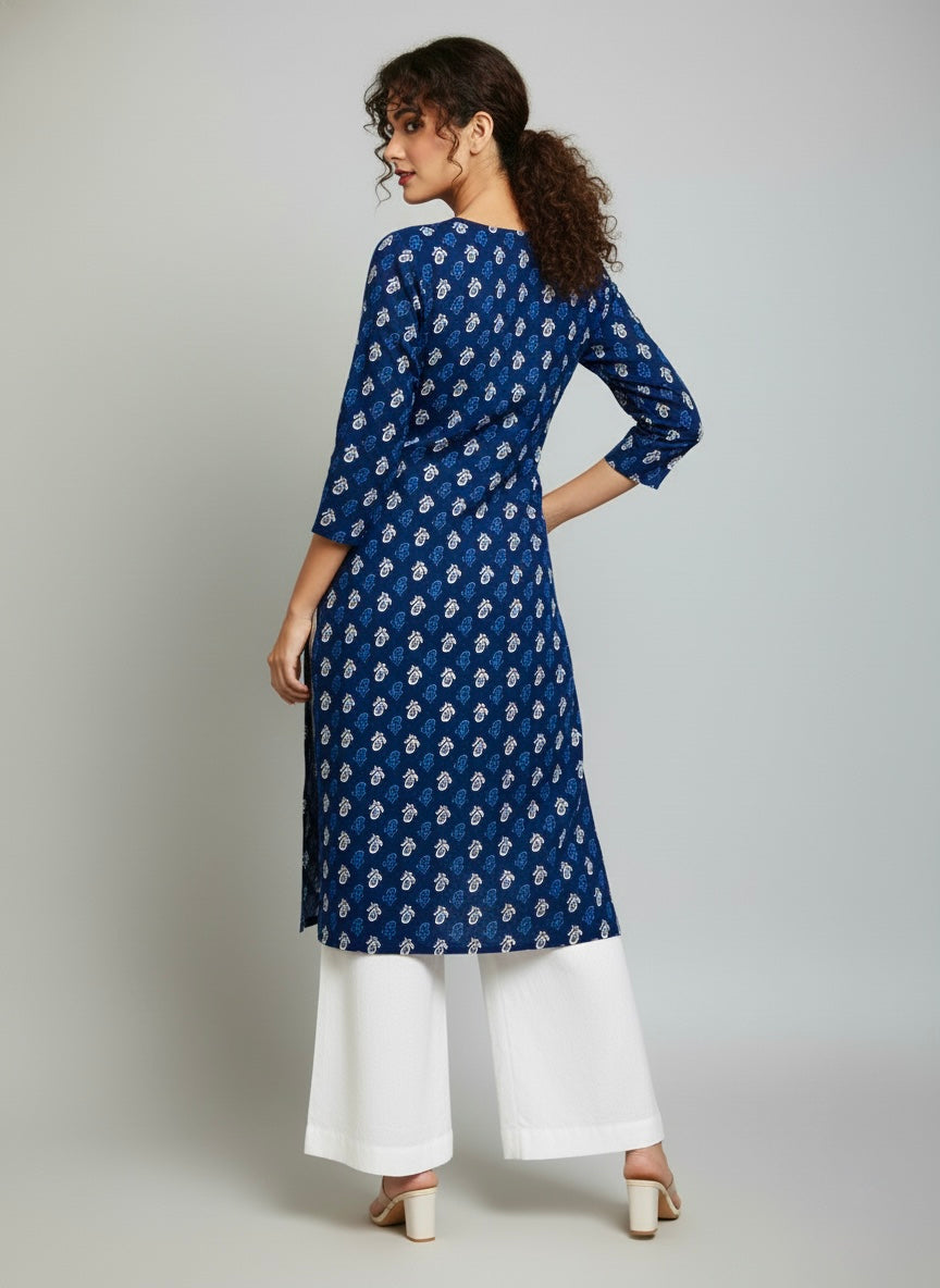 Navy Grace Long Kurti