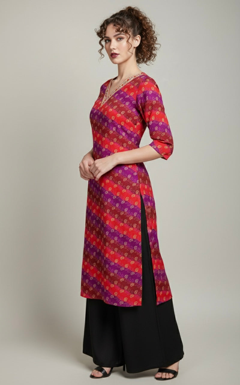 Vibrant Veena Bandhani Kurti