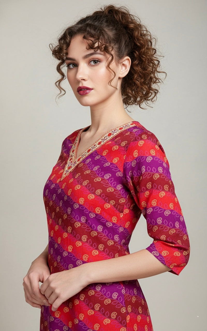 Vibrant Veena Bandhani Kurti