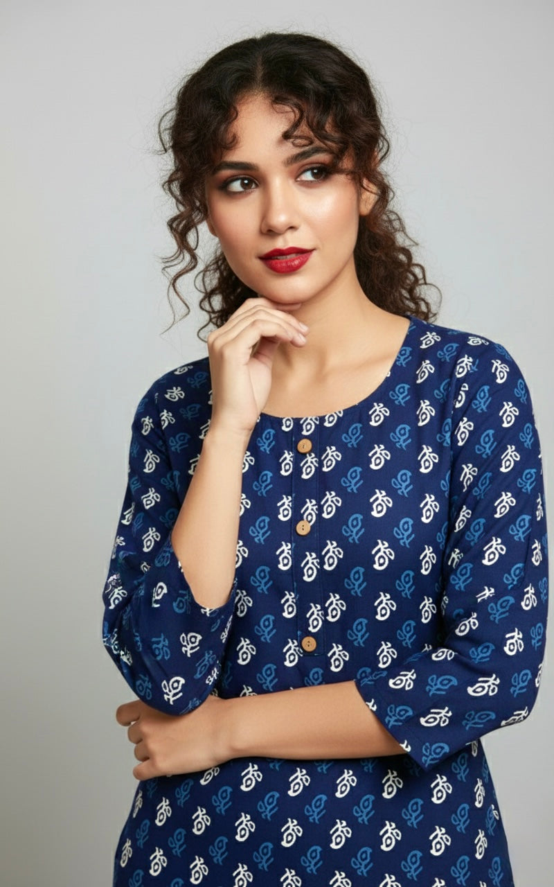 Navy Grace Long Kurti