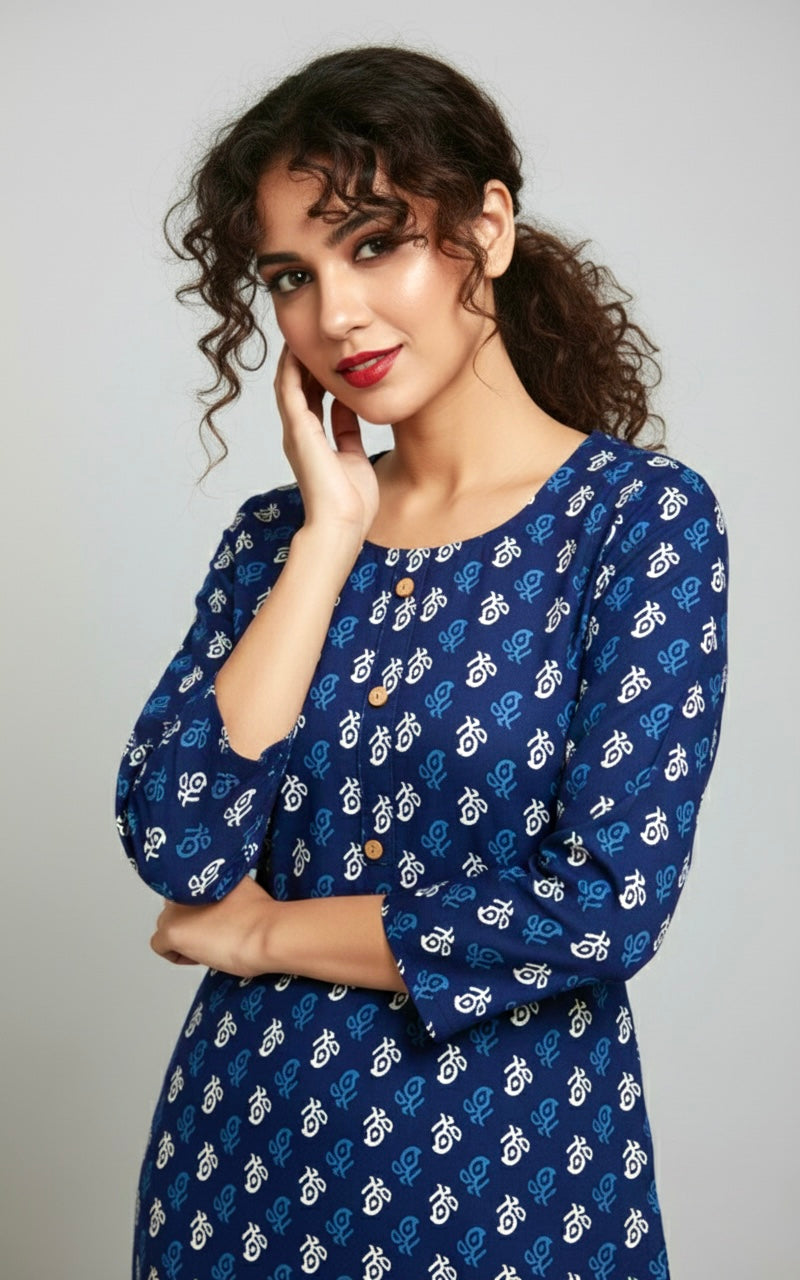 Navy Grace Long Kurti