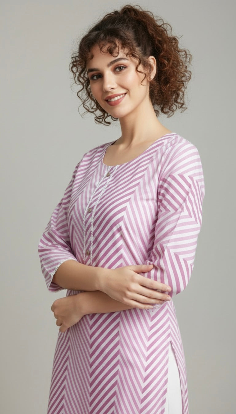 Pink Wave Laheriya Kurti