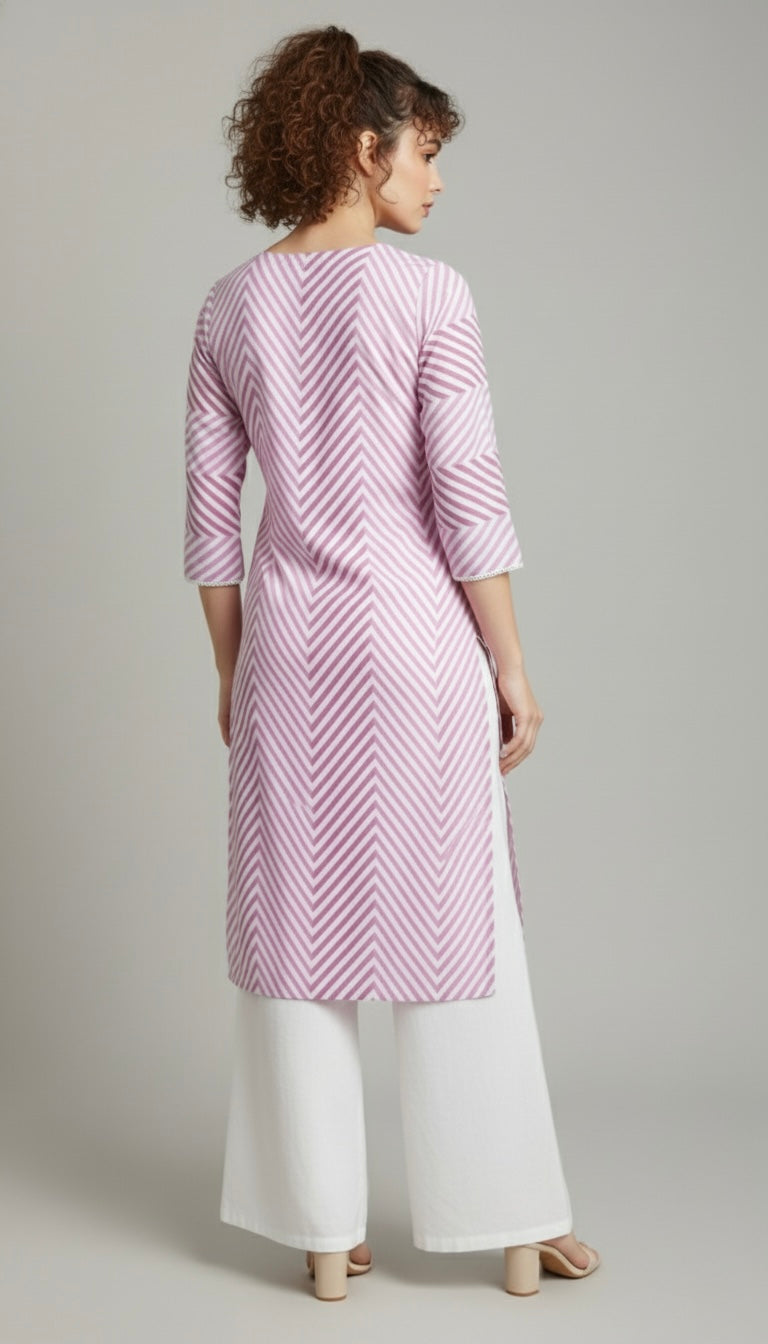 Pink Wave Laheriya Kurti