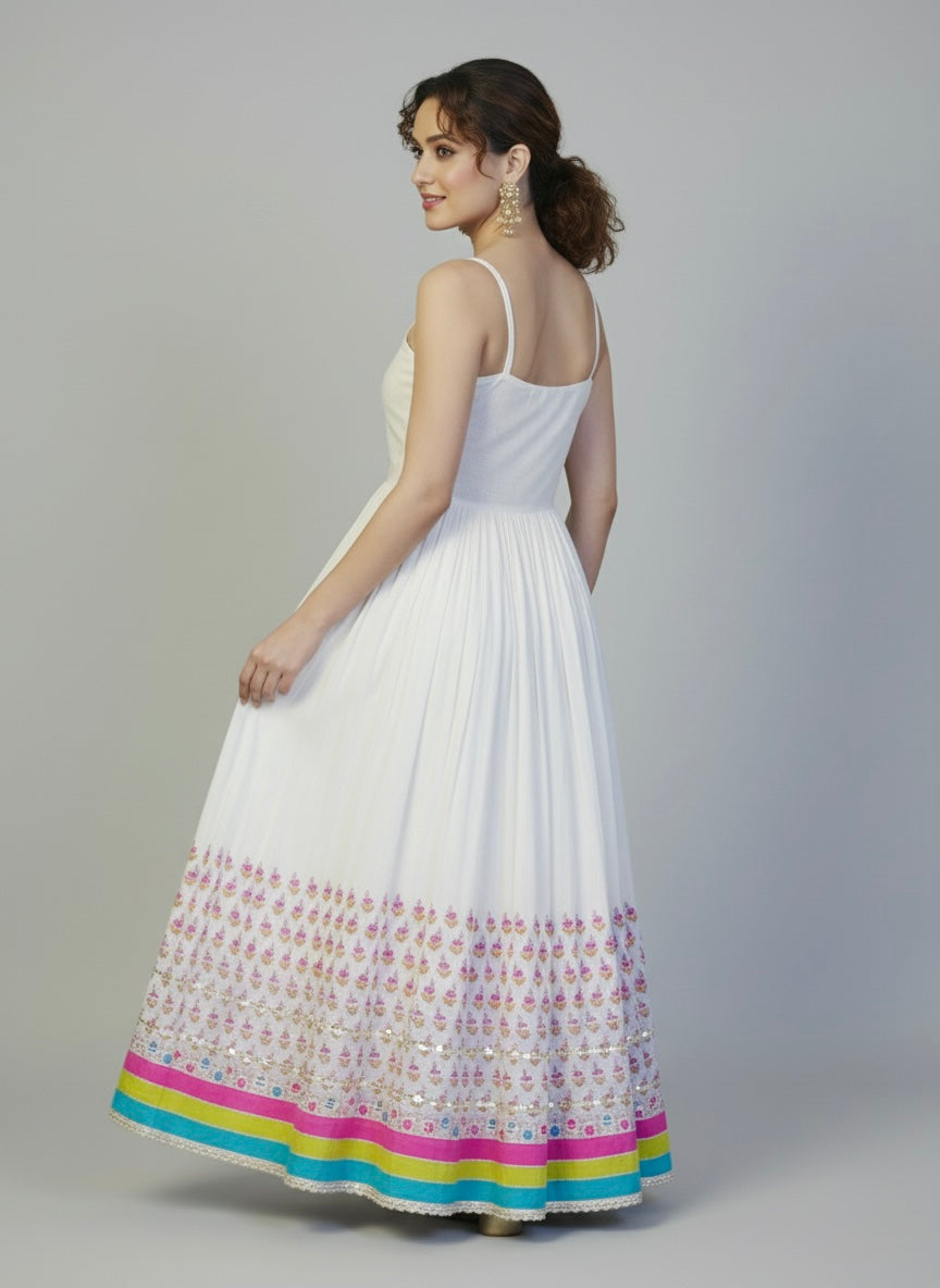 Jaipuri Print Gown with Shrug