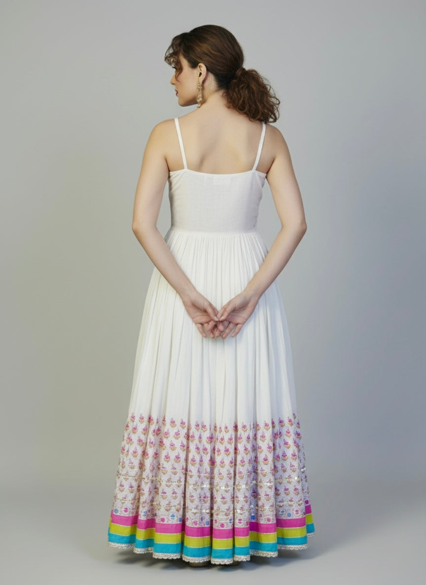 Jaipuri Print Gown with Shrug