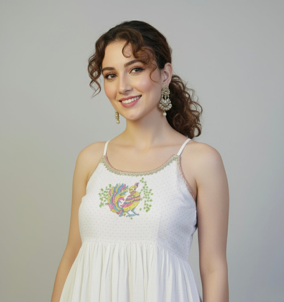 Jaipuri Print Gown with Shrug