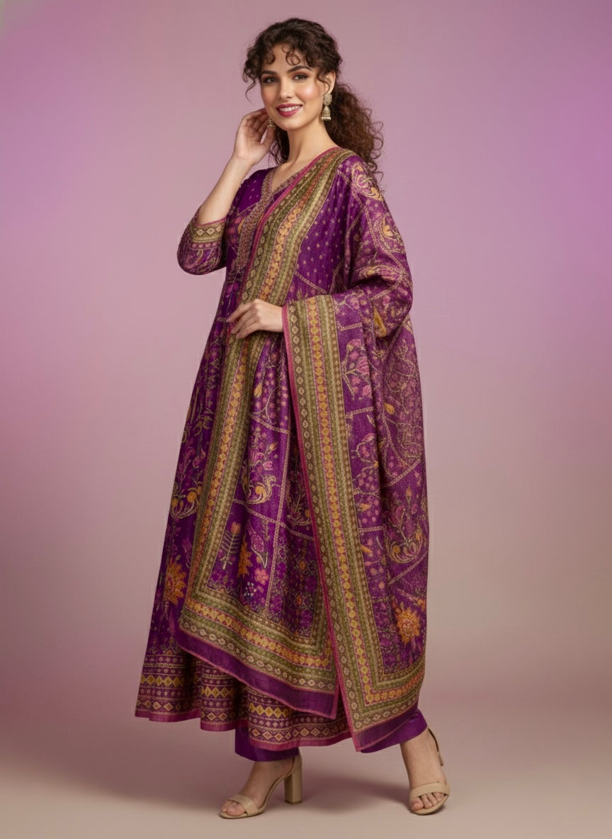 Purple Sunset Shimmer Silk Anarkali Suit