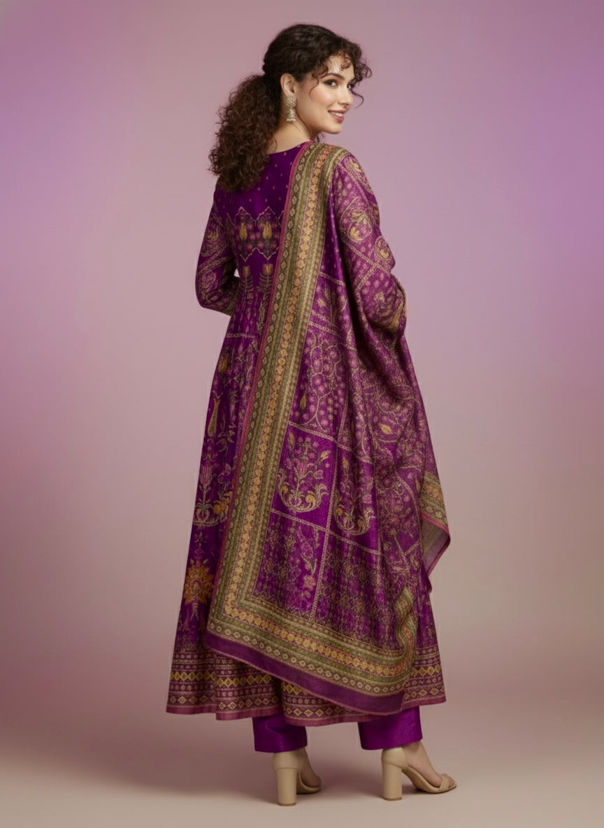Purple Sunset Shimmer Silk Anarkali Suit